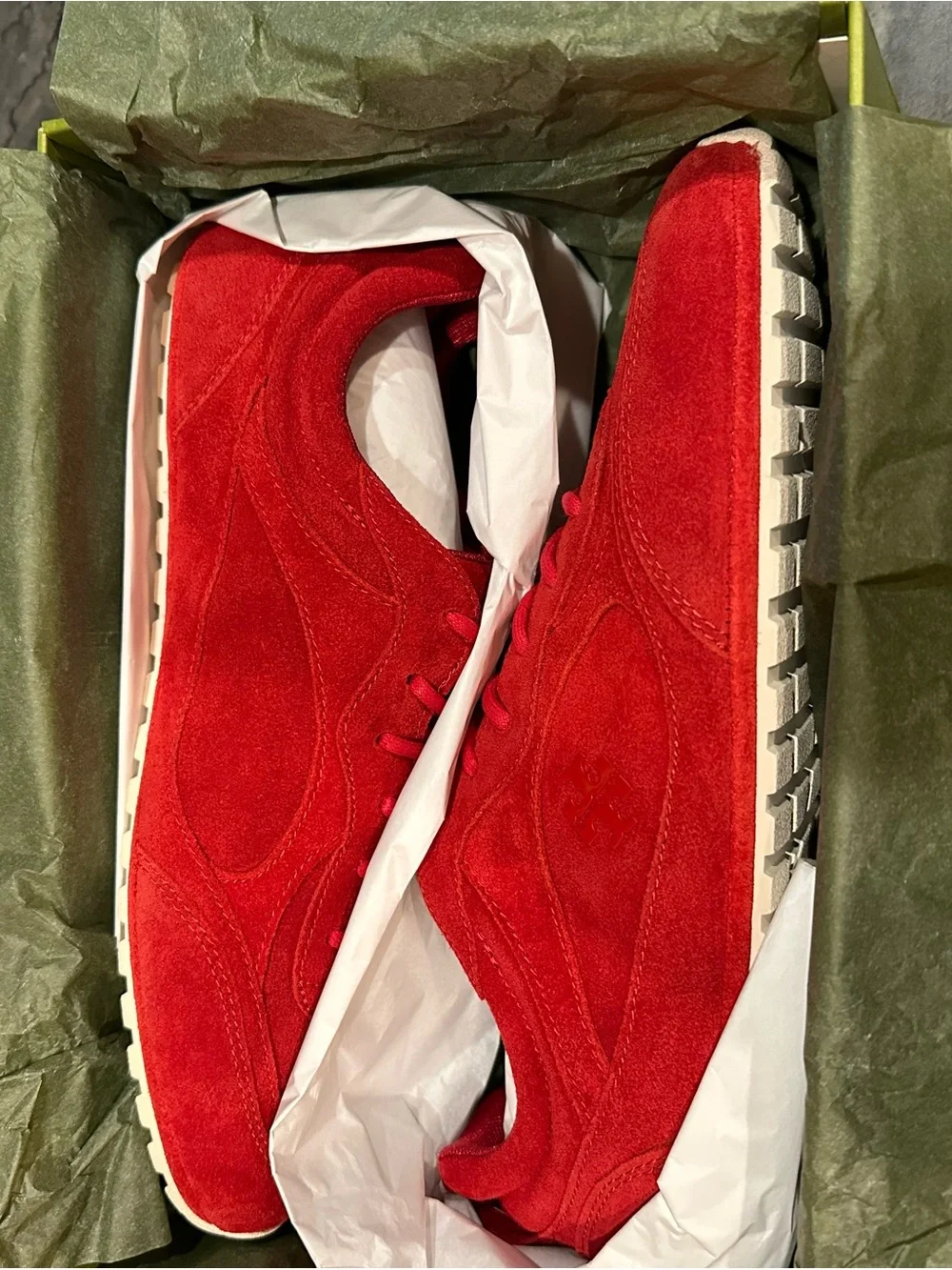Tory Burch Red Suede Lace-Up Sneakers